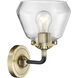 Nouveau Fulton 1 Light 7 inch Black Antique Brass Sconce Wall Light in Clear Glass, Nouveau