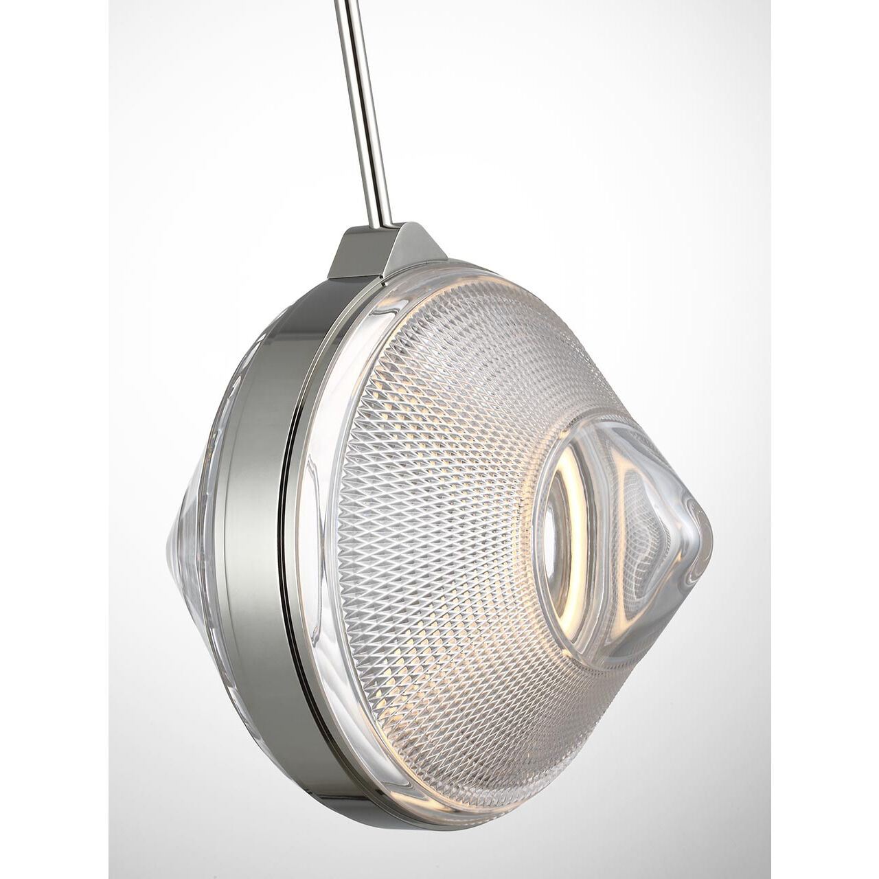 Waterford Copper Coast LED 15 inch Polished Nickel Karo and Olive Cut Pendant Ceiling Light