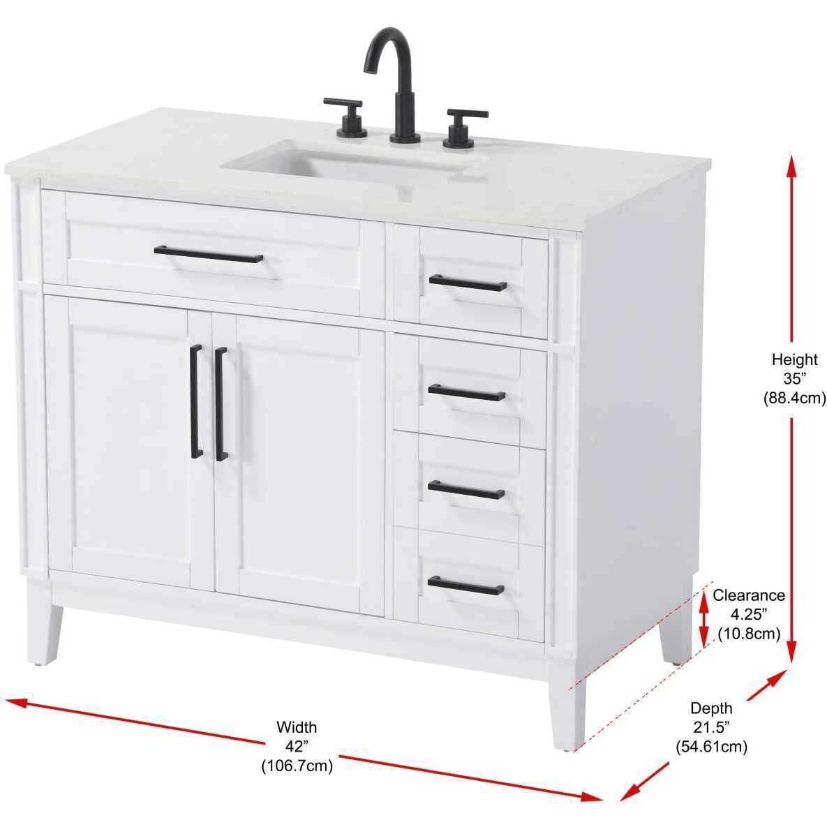 Virginia 42 X 35 inch White Bathroom Vanity Cabinet