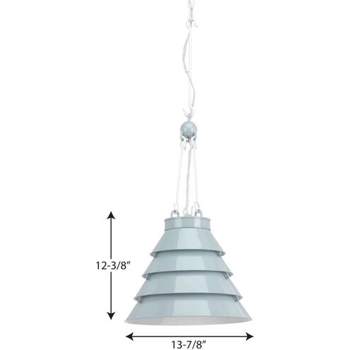 Point Dume™ Surfrider 1 Light 13.88 inch Matte Blue Enamel Pendant Ceiling Light, Design Series