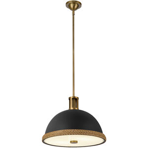Doral 2 Light 16.38 inch Matte Black and Vintage Brass Pendant Ceiling Light