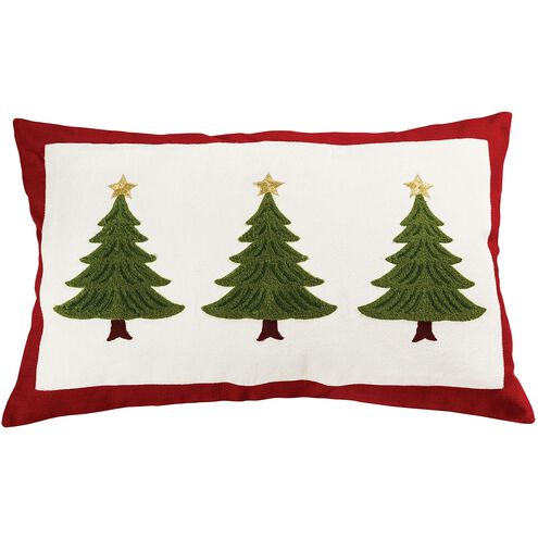 Evergreen 26 X 5.5 inch Red with Green and White Pillow