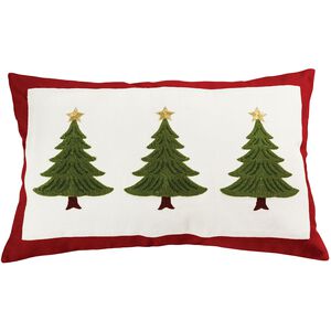 Evergreen 26 X 5.5 inch Red with Green and White Pillow