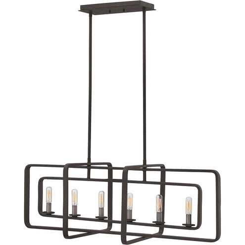 Quentin 6 Light 36 inch Aged Zinc with Antique Nickel Indoor Linear Chandelier Ceiling Light