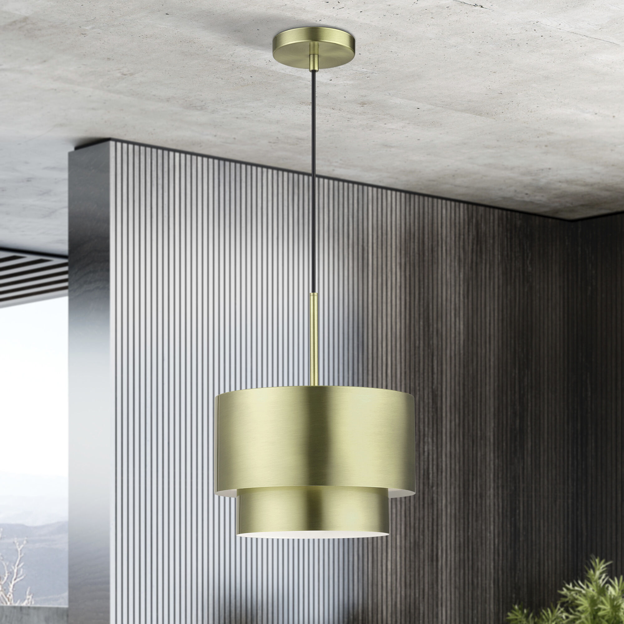 Zolana 1 Light 12 inch Antique Brass Pendant Ceiling Light