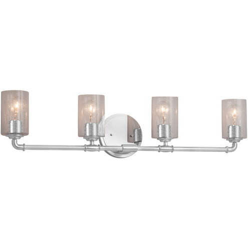 Fusion 4 Light 35 inch Dark Bronze Bath Bar Wall Light in Rectangle, Incandescent, Frosted Crackle