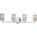 Fusion 4 Light 36 inch Dark Bronze Bath Bar Wall Light in Oval, Incandescent, Frosted Crackle