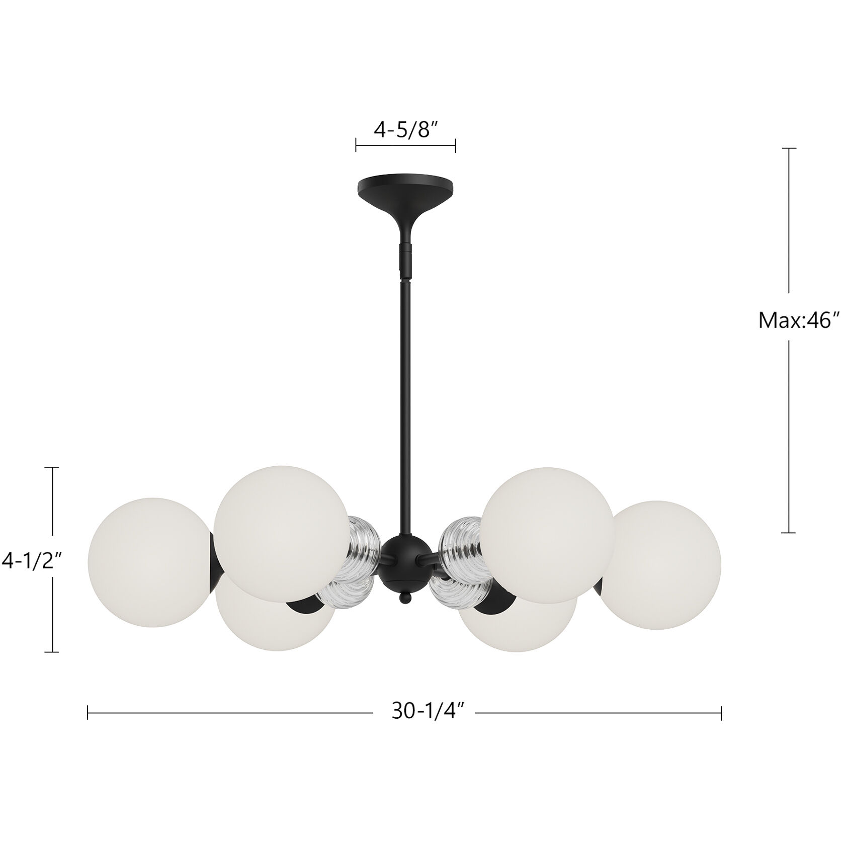 Alora Mood Celia 6 Light 30.25 inch Matte Black/Opal Glass Chandelier Ceiling Light