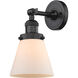 Franklin Restoration Small Cone 1 Light 6 inch Oil Rubbed Bronze Semi-Flush Mount Ceiling Light in Matte White Glass, Franklin Restoration