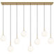 Richard June Sorelle 8 Light 60.2 inch Estate Brass Linear Chandelier Ceiling Light in LED