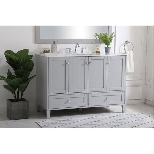 Sommerville 48 X 22 X 34 inch Grey and Brushed Nickel with Calacatta Quartz Vanity Sink Set