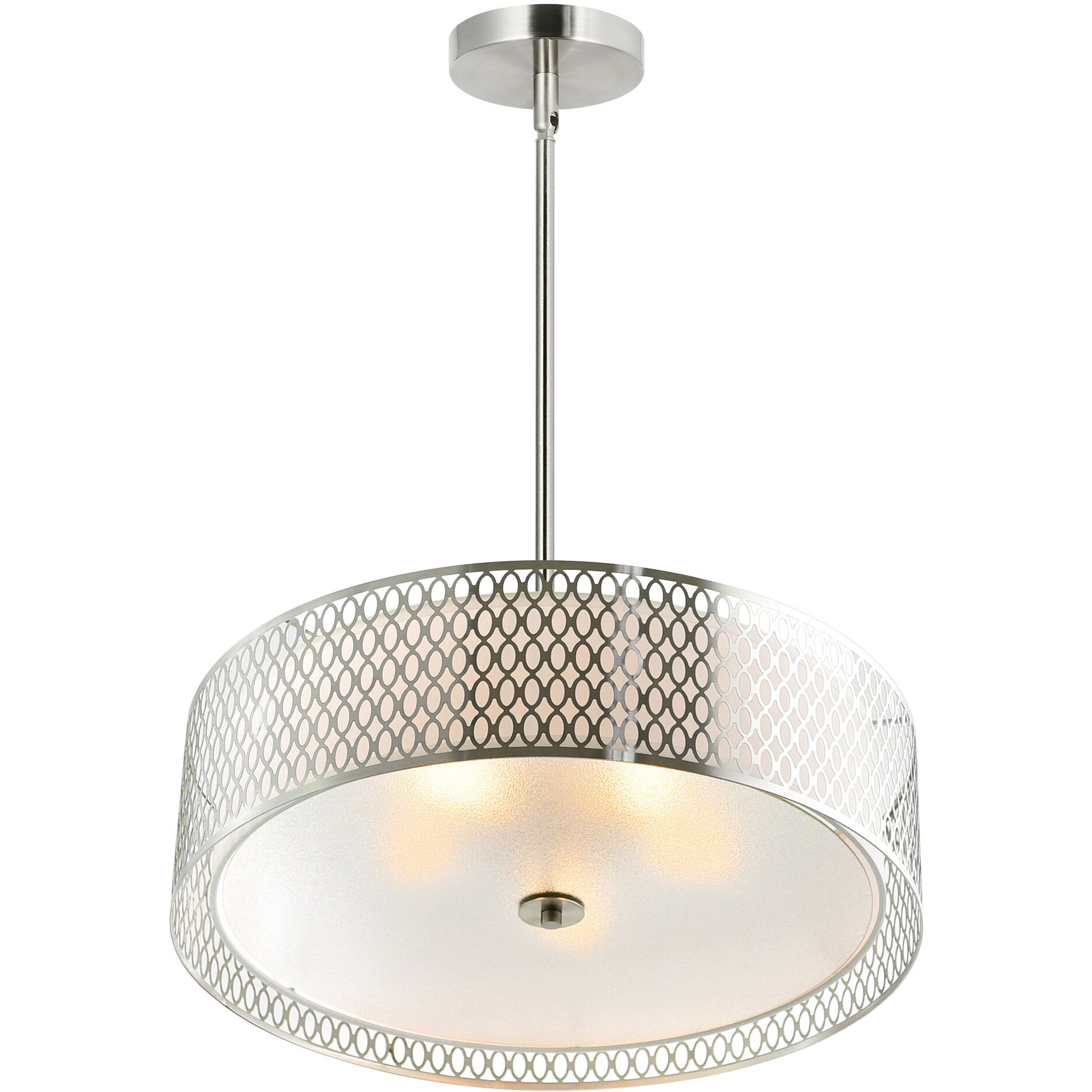 Mikayla 5 Light 22 inch Satin Nickel Drum Shade Chandelier Ceiling Light