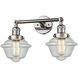 Franklin Restoration Small Oxford LED 8 inch Polished Nickel Bath Vanity Light Wall Light in Seedy Glass, Franklin Restoration