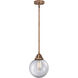 Nouveau 2 Beacon 1 Light 8 inch Antique Copper Mini Pendant Ceiling Light in Incandescent, Clear
