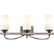 Paladin 3 Light 24 inch Matte Black Bath Vanity Light Wall Light in White Glass
