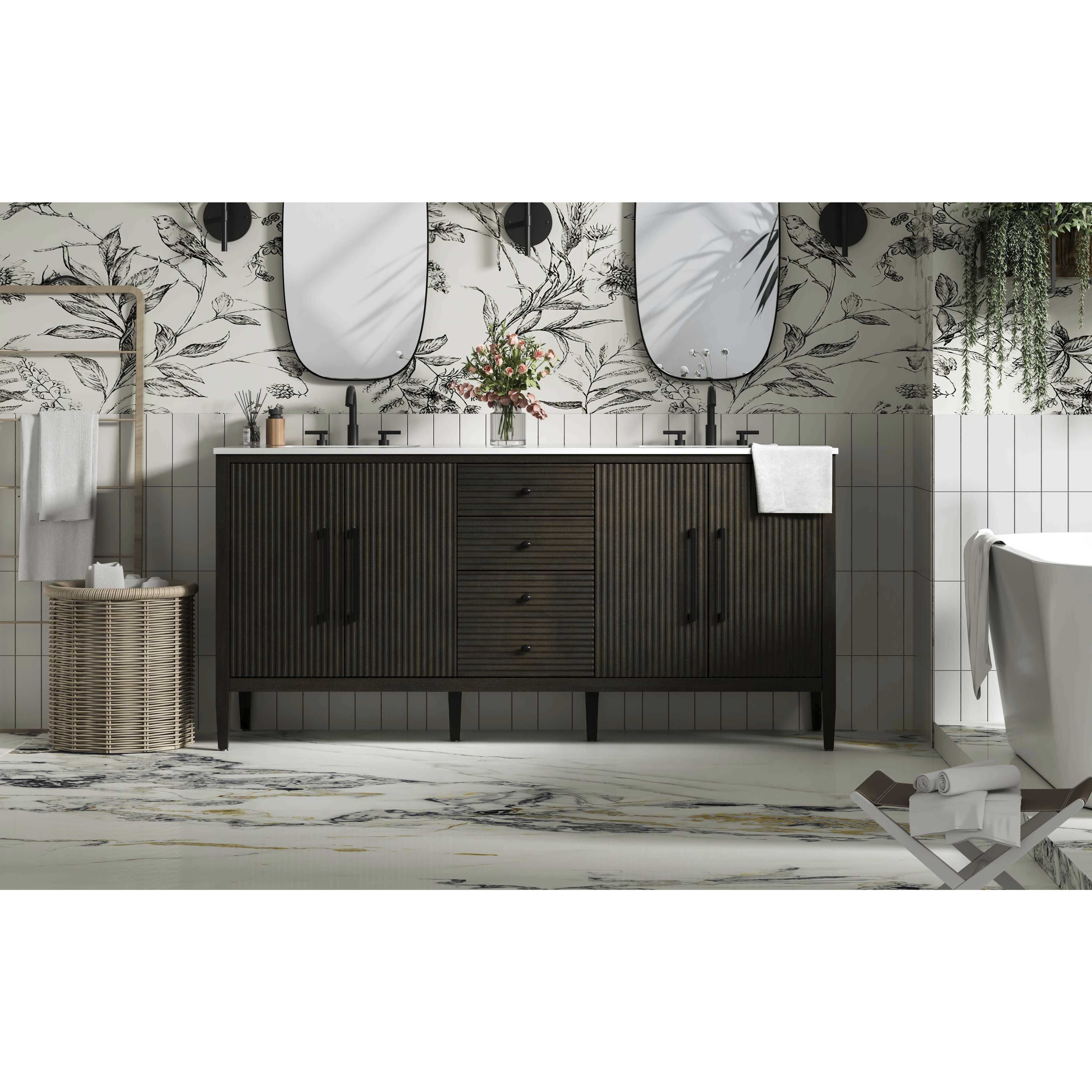 Blakely 72 X 34 inch Chocolate Oak Bathroom Vanity Cabinet