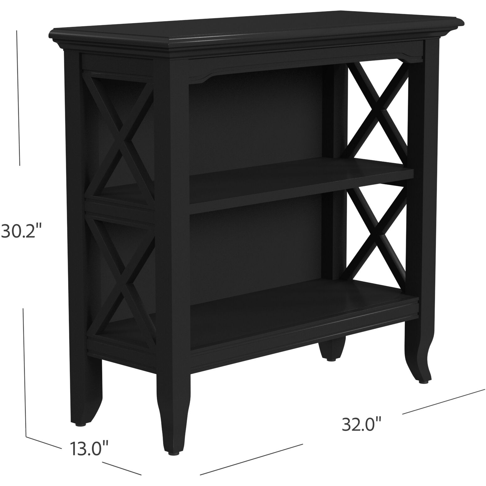 Newport 32"W 2 Shelf Bookcase in Black