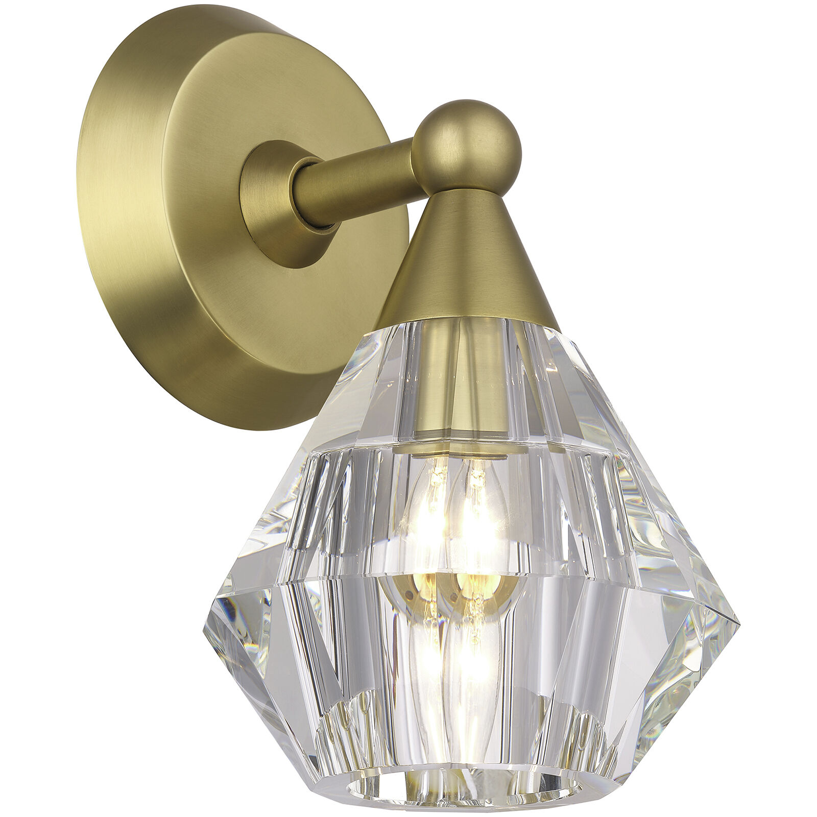 Brussels 1 Light 7 inch Natural Brass Crystal Single Sconce Wall Light