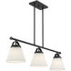 Scandinavian 3 Light 39 inch Matte Black Linear Chandelier Ceiling Light