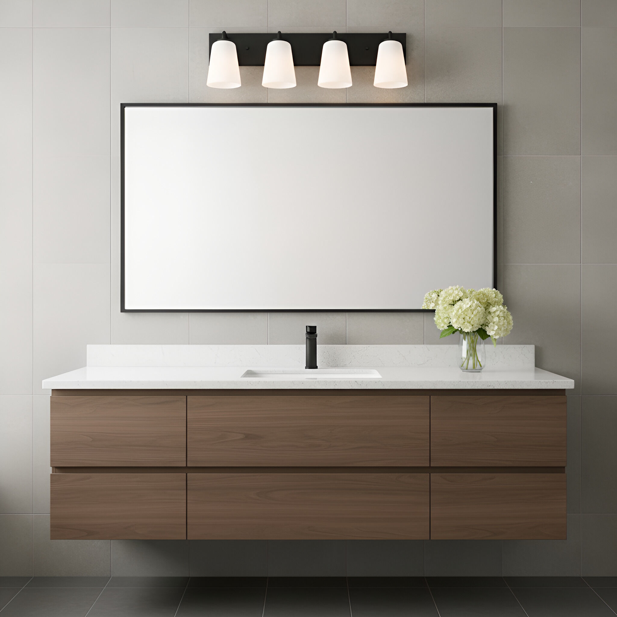 Miles 4 Light 25 inch Midnight Black Vanity Light Wall Light, Extra Large