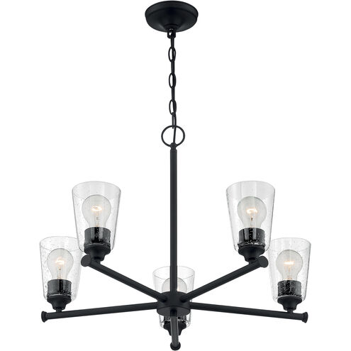 Bransel 5 Light 25 inch Matte Black Chandelier Ceiling Light