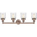 Bell 4 Light 33.5 inch Antique Copper Bath Vanity Light Wall Light in Clear Deco Swirl