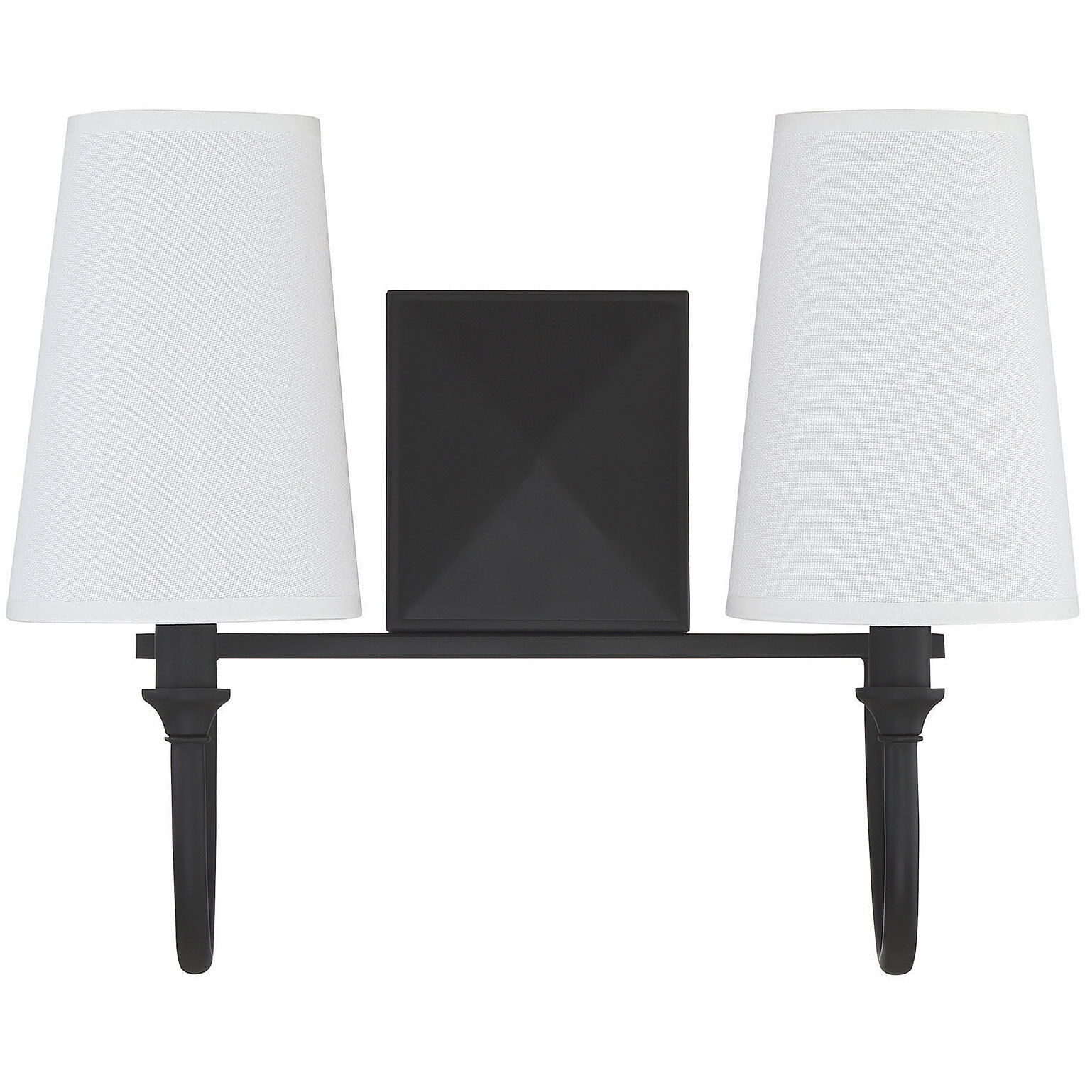 Cameron 2 Light 15 inch Matte Black Bathroom Vanity Light Wall Light, Essentials