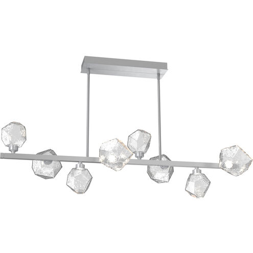 Gem LED Classic Silver Linear Multi-Pendant Ceiling Light in 3000K LED, Clear, Twisted Branch