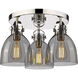 Newton Bell 3 Light 19.63 inch Polished Nickel Flush Mount Ceiling Light in Plated Smoke Glass