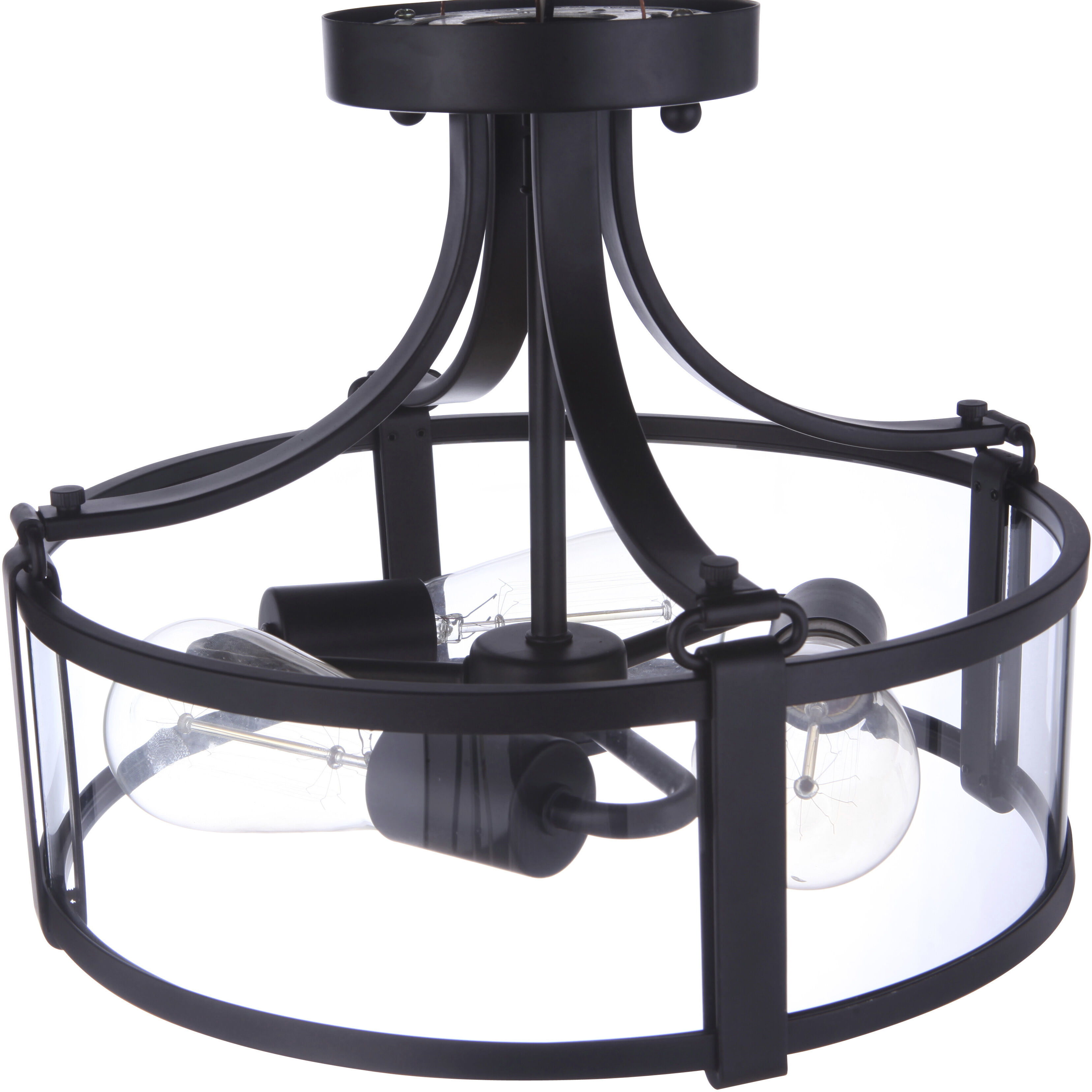 Elliot 3 Light 13 inch Flat Black Semi Flush Ceiling Light