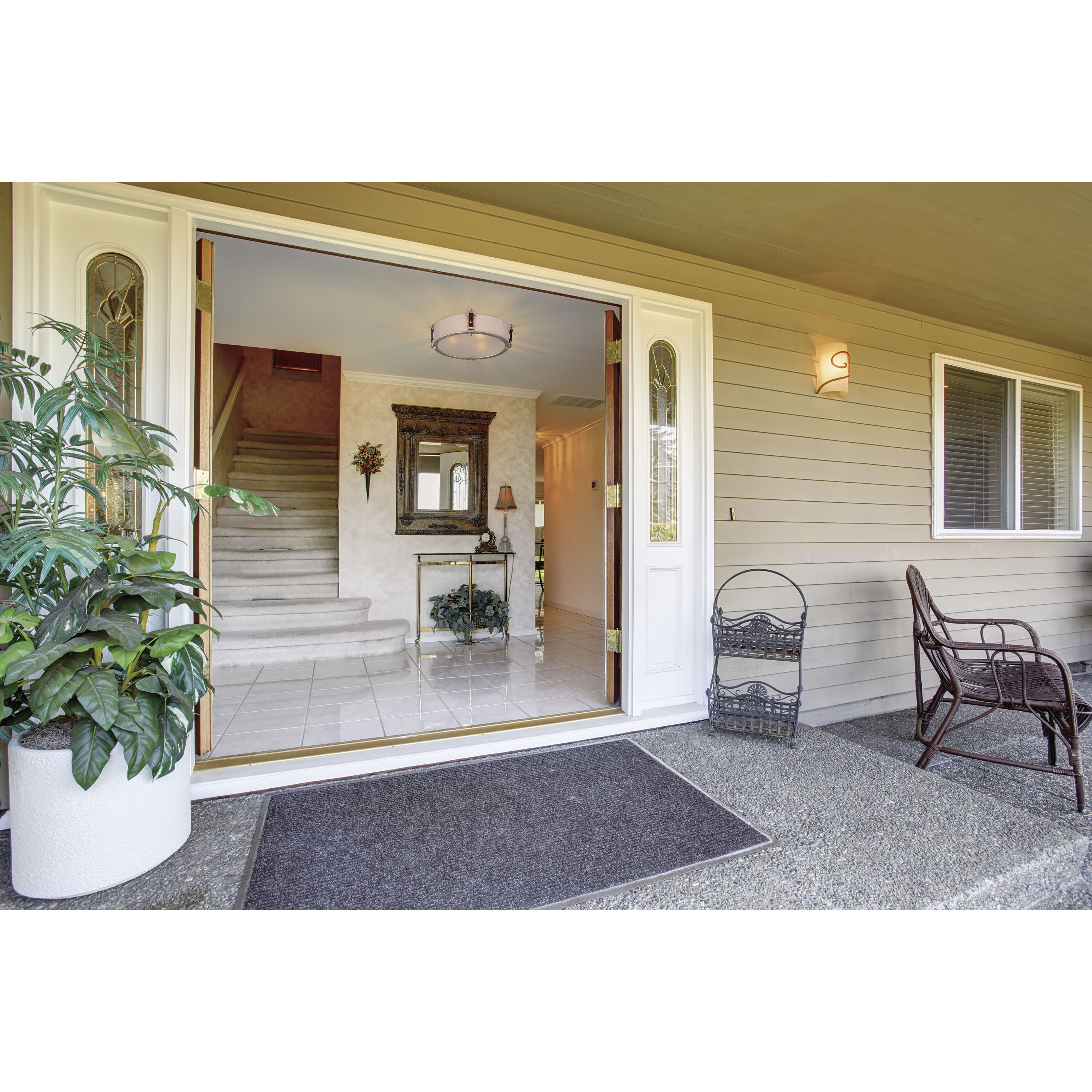 Sausalito 4 Light 24.25 inch Weathered Zinc / Brown Suede Flush Mount Ceiling Light