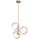 Courcelette 3 Light Venetian Brass Pendant Ceiling Light in Clear Glass