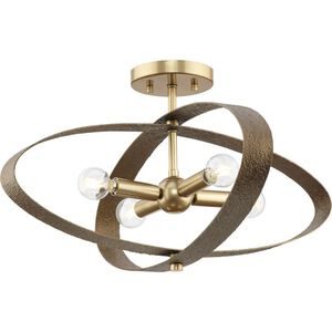 Allegheny 4 Light 24 inch Soft Gold Semi-Flush Mount Ceiling Light, Design Series