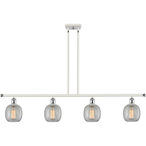 Ballston Belfast 4 Light 48 inch White and Polished Chrome Island Light Ceiling Light in Clear Crackle Glass, Ballston