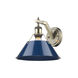 Orwell 1 Light 10 inch Aged Brass Wall Sconce Wall Light in Navy, Damp