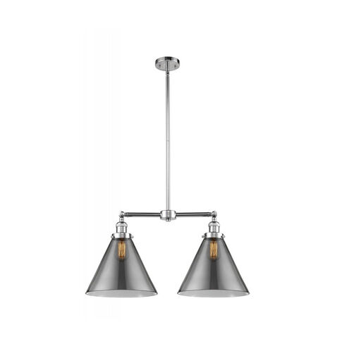 Franklin Restoration X-Large Cone LED 21 inch Polished Chrome Chandelier Ceiling Light in Plated Smoke Glass, Franklin Restoration