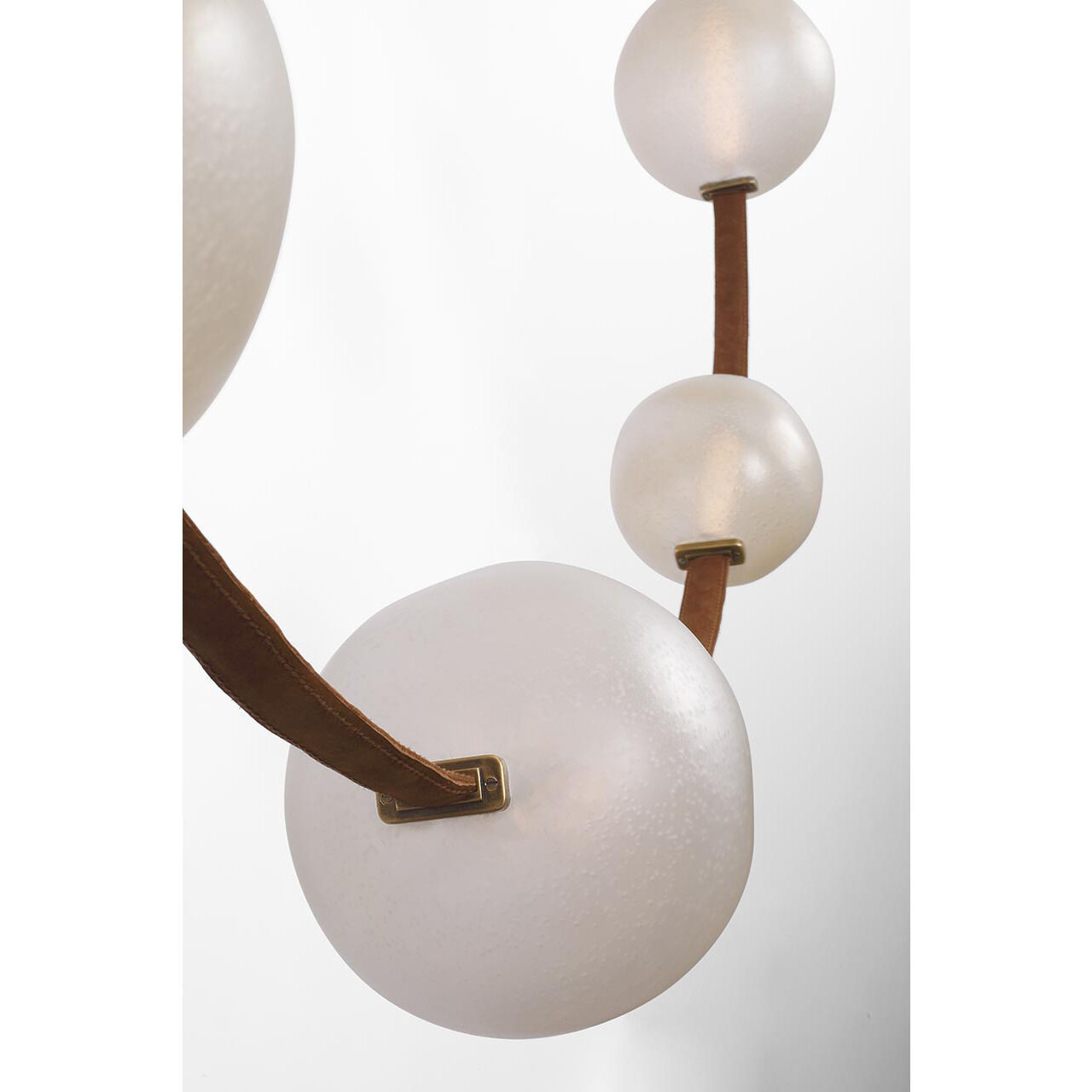 Anne-Marie Barton Dune LED 8 inch Russet Suede and Mottled Brass Belted Light Ceiling Light