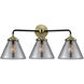 Nouveau Large Cone 3 Light 26 inch Black Antique Brass Bath Vanity Light Wall Light in Plated Smoke Glass, Nouveau