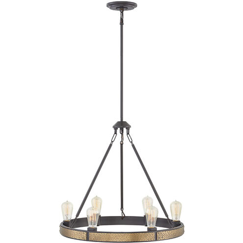Everett 6 Light 24.5 inch Bronze with Heritage Brass Indoor Chandelier Ceiling Light