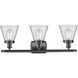Ballston Small Cone 3 Light 26 inch Matte Black Bath Vanity Light Wall Light in Clear Glass, Ballston