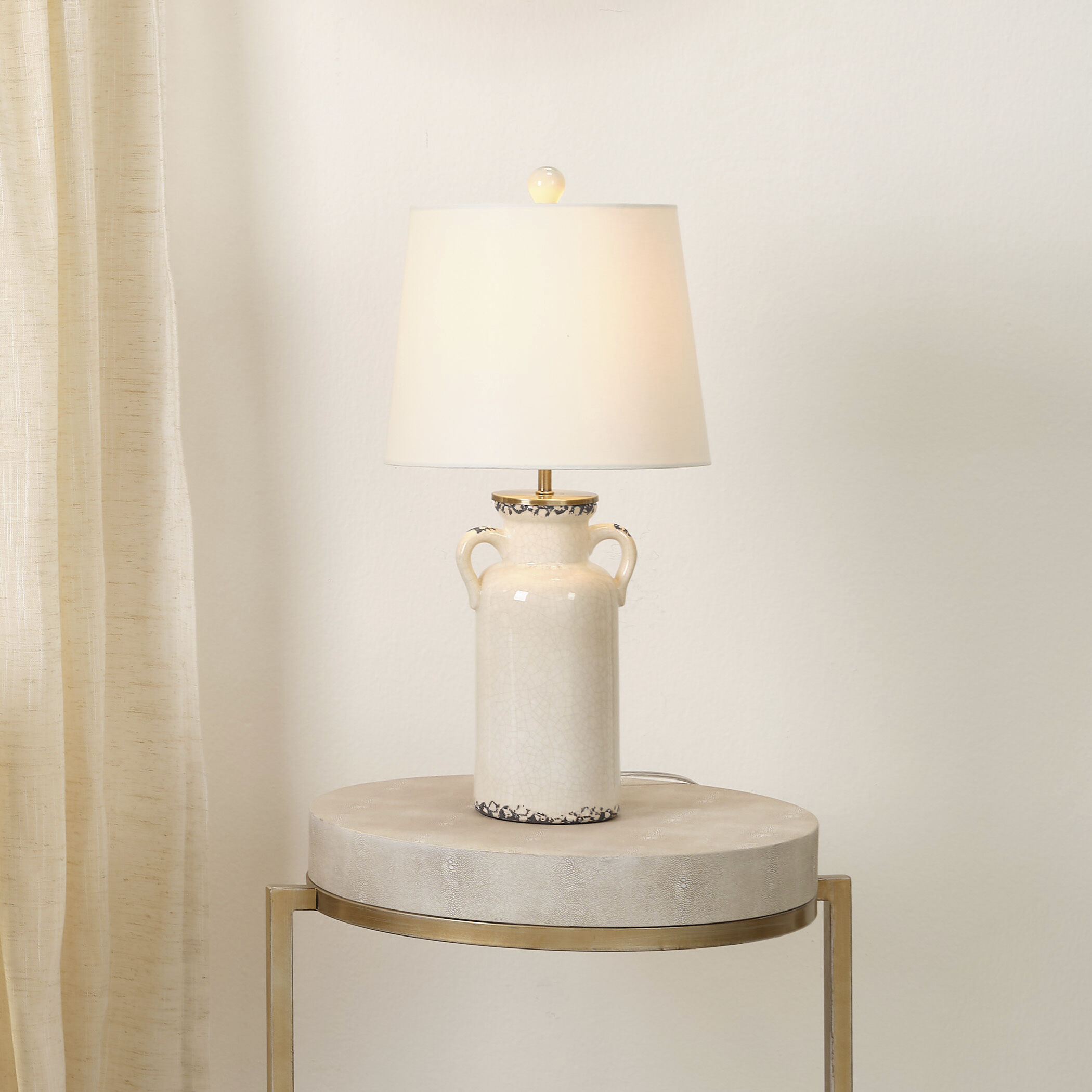Piper Ceramic 21 inch 60 watt Cream Ceramic Table Lamp Portable Light