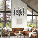 Helsinki 12 Light 44 inch Black with Brushed Nickel Accents Chandelier Ceiling Light
