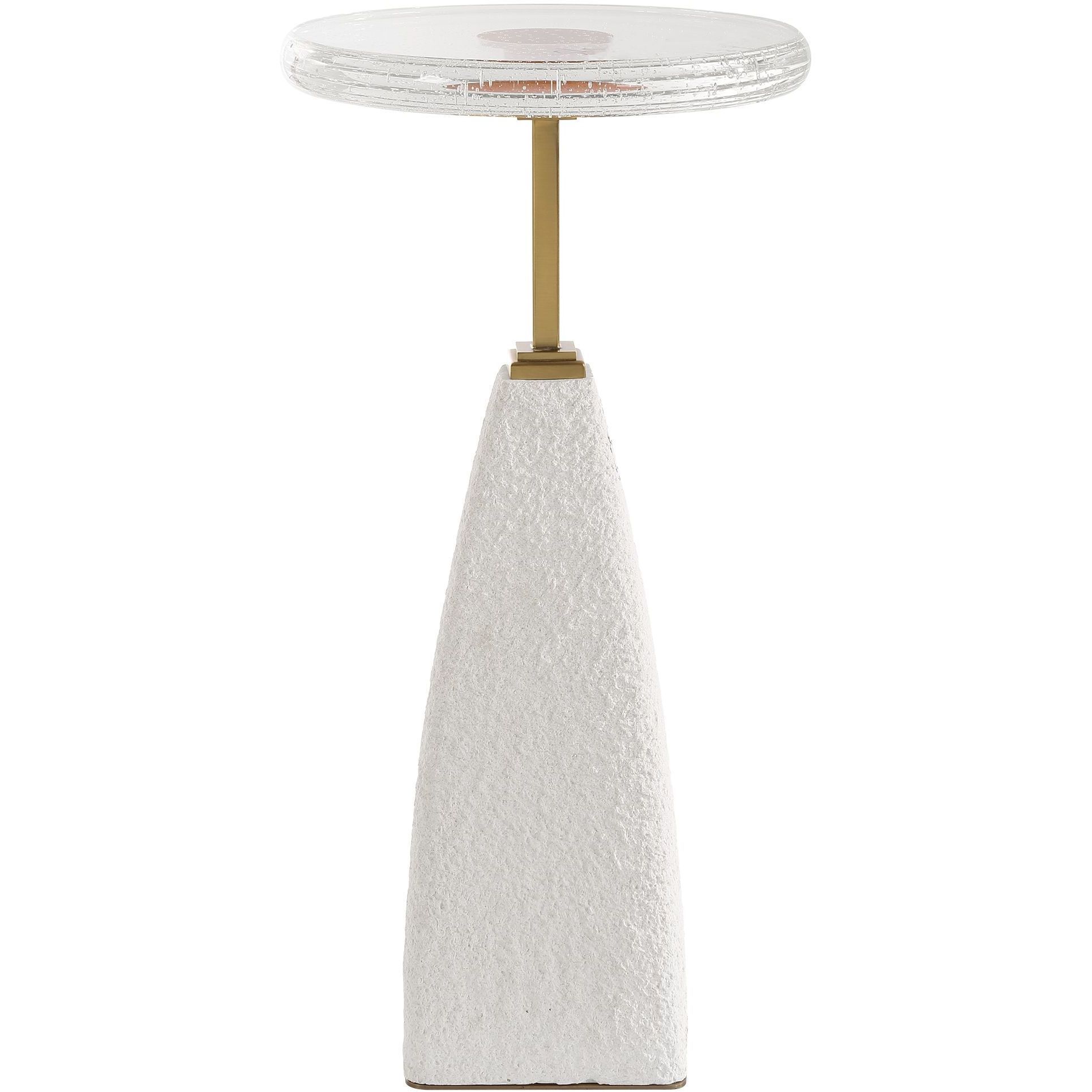 Sora 24 X 12 inch Seeded Glass and Sandstone with Brushed Brass Drink Table