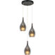 Jericho 3 Light Matte Black Pendant Ceiling Light