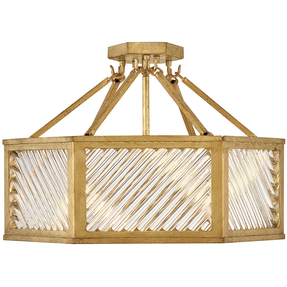 Lisa McDennon Sura 4 Light 19 inch Distressed Brass Semi-flush Mount Ceiling Light