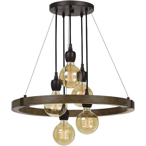 Martos 5 Light 26 inch Pine and Iron Chandelier Ceiling Light