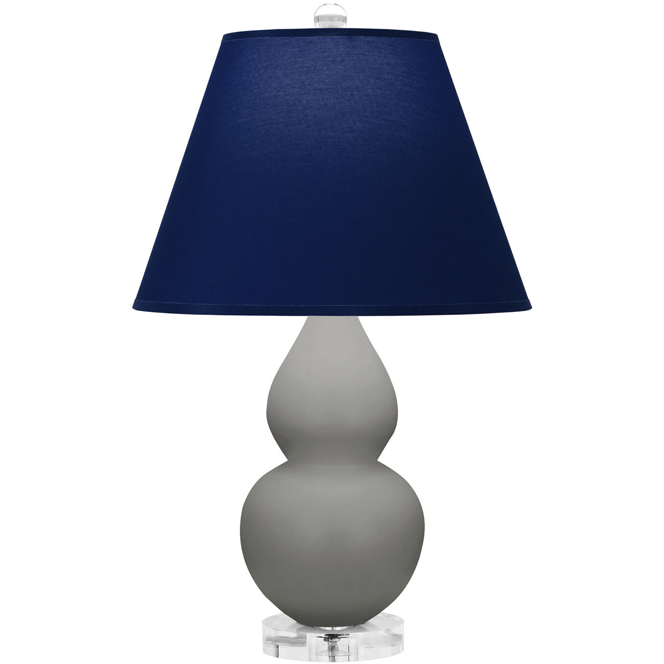 Small Double Gourd 22 inch 150 watt Matte Smokey Taupe Glazed Ceramic with Lucite Base Accent Lamp Portable Light in Matte Smoky Taupe, Navy with Gray