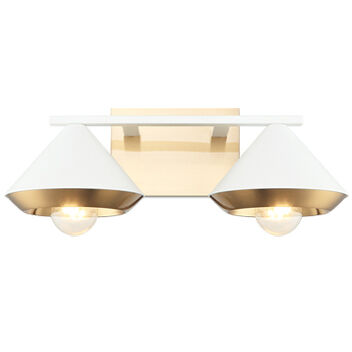 Velax 2 Light 16 inch White Wall Sconce Wall Light in White and Aged Gold Brass