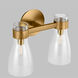AERIN Moritz 2 Light 14.5 inch Burnished Brass Bath Vanity Wall Sconce Wall Light in Clear Glass