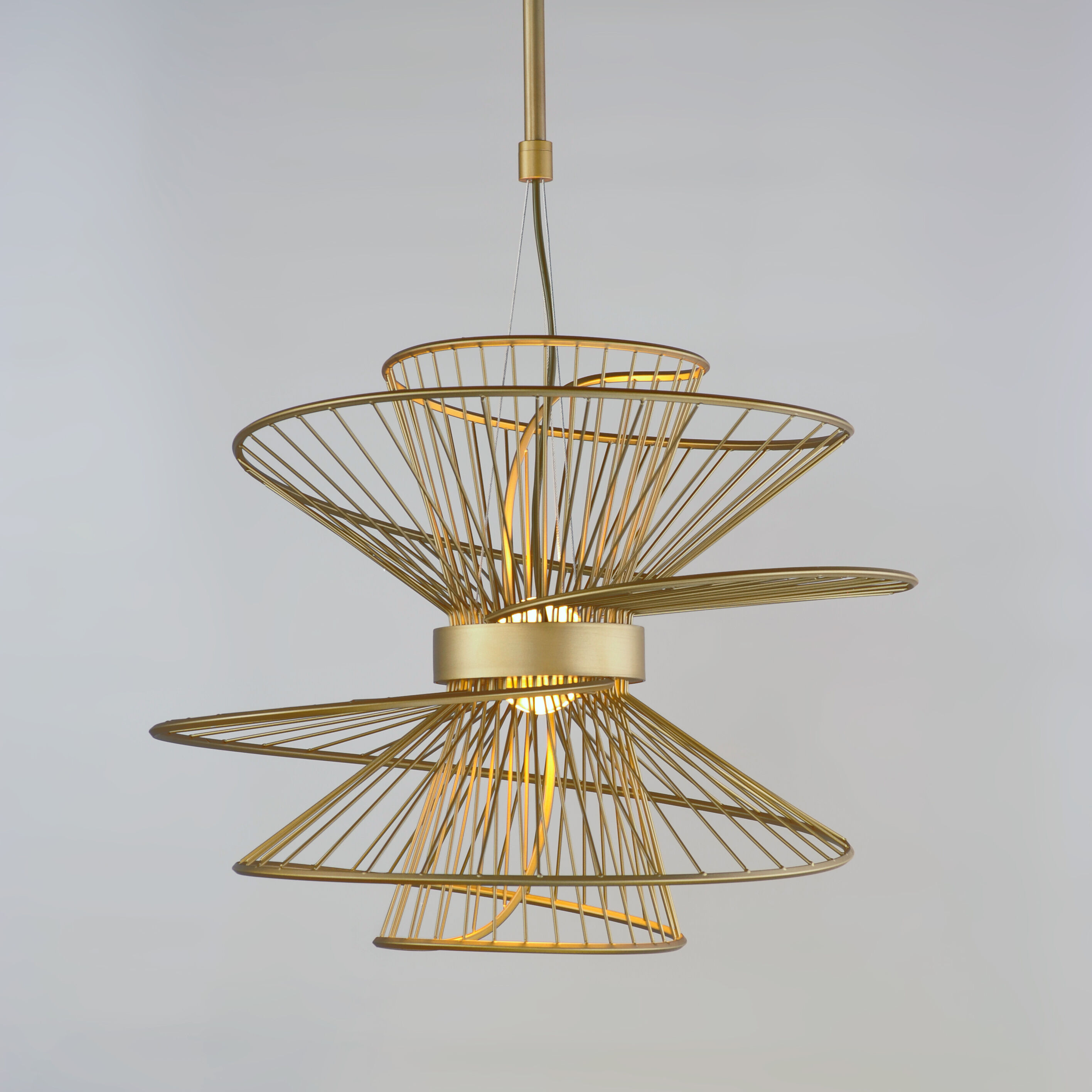 Zeta Suspension Pendant Ceiling Light in Natural Aged Brass